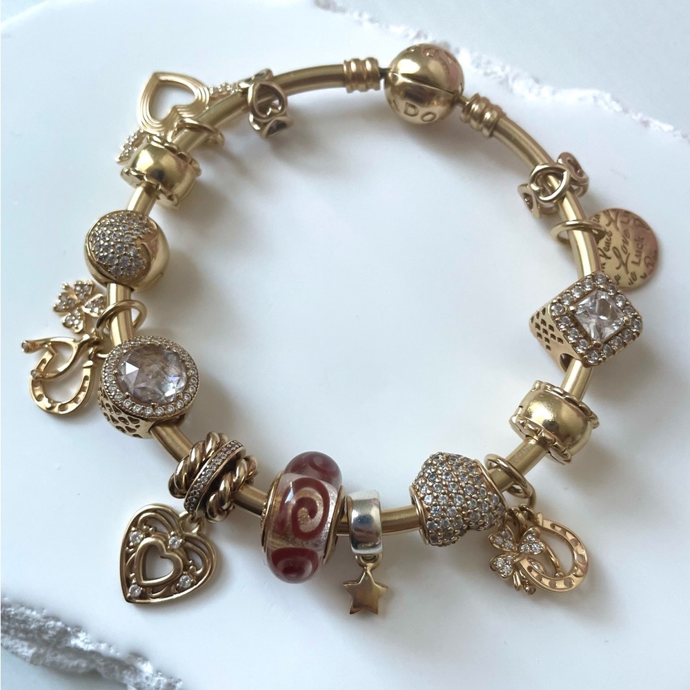 14k Gold Pandora Charm Bracelet 40.94 Grams